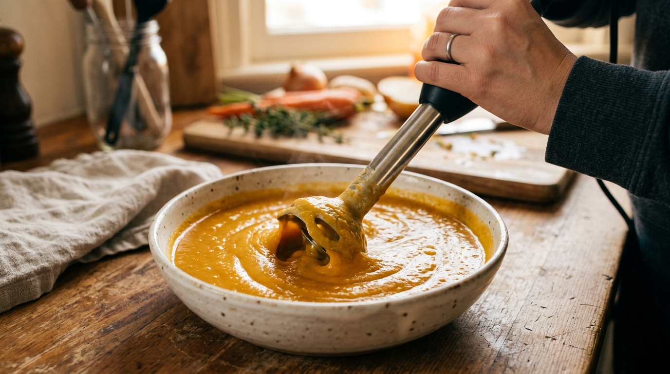 blending creamy vegetable soup