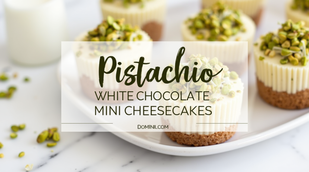 pistachio white chocolate mini cheesecakes