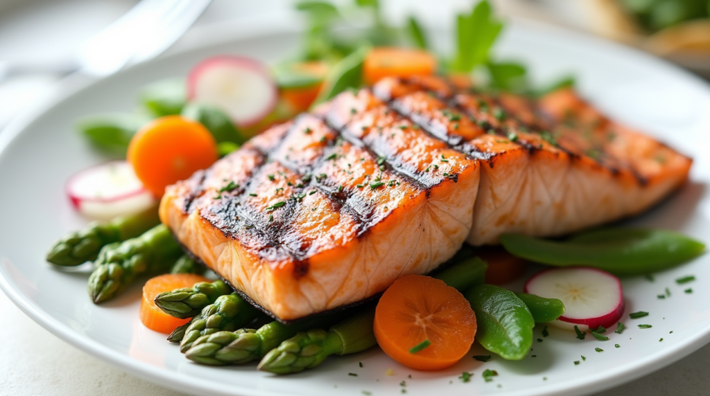 Grilled Salmon with Spring Vegetables