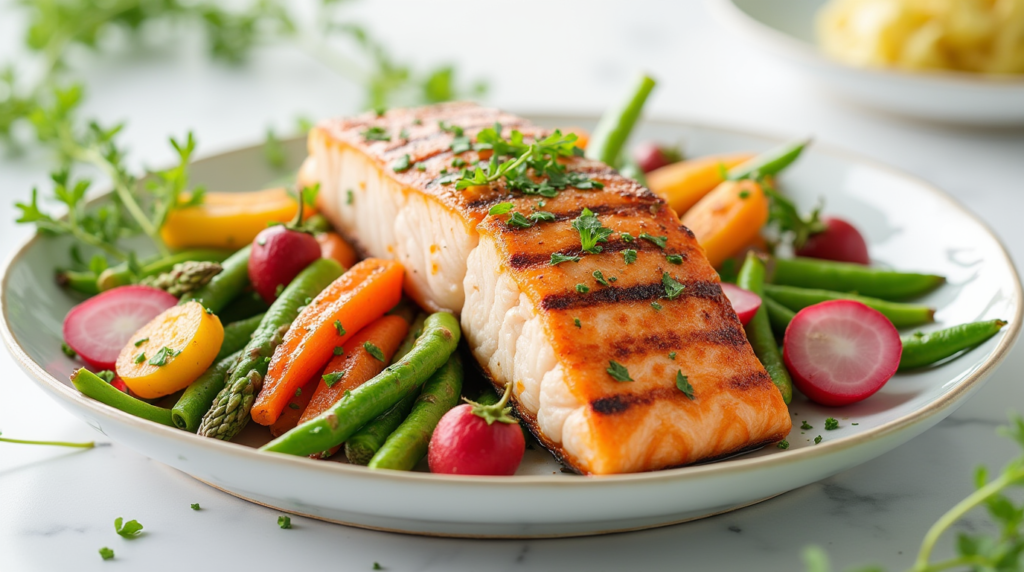 Grilled Salmon with Spring Vegetables