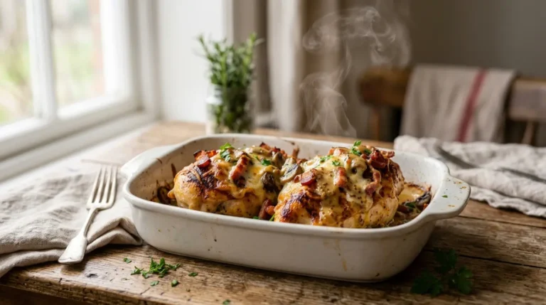 Alice Springs Chicken Recipe with bacon mushrooms honey mustard and melted cheese